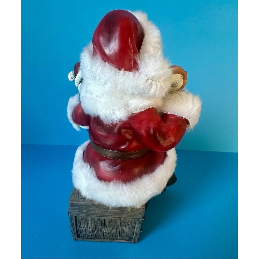 Vintage Santa Figurine Girls Bear Gift‎ Box Christmas